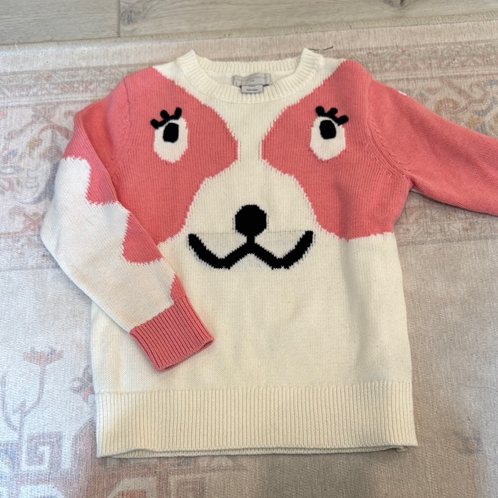 Stella McCartney Kids Pink and White Dog Face Sweater